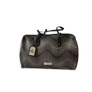 Lauren Ralph Lauren‎ Polka Dot Pattern Satchel, Silver Hardware, Fabric Lined
